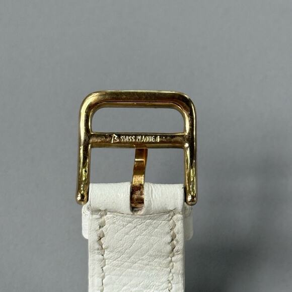 Hermes Heure H Watch 25mm Small Model Gold Epsom White Leather Working main image 4